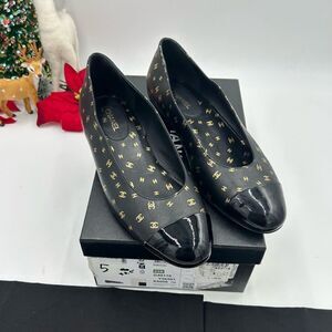 Women’s Chanel leather cc logos ballet flats size 38.5 made in Italy PRISTINE